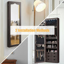 5 LEDs Lockable Mirror Jewelry Cabinet Armoire with 6 Drawers-Coffee
