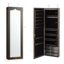 5 LEDs Jewelry Armoire Wall Mounted - Door Hanging Mirror-Coffee