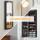 5 LEDs Jewelry Armoire Wall Mounted - Door Hanging Mirror-Coffee