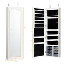5 LEDs Jewelry Armoire Wall Mounted - Door Hanging Mirror-White