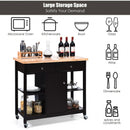 Rolling Kitchen Trolley Island Utility Cart Storage Shelf-Deep Brown