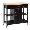 Rolling Kitchen Trolley Island Utility Cart Storage Shelf-Deep Brown