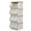 Set of 4 Storage Bins Stackable Cubes with Lid-Brown