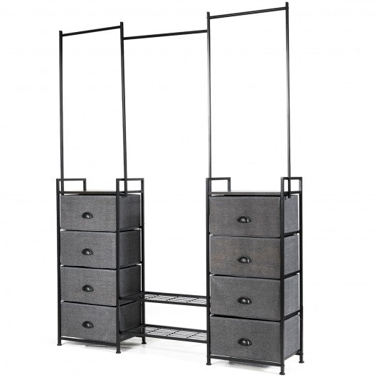 8 Drawer Fabric Dresser with Rack Multifunctional Storage Tower Metal