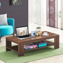47" 2-Tier Rectangular Coffee Table with Storage Shelf-Walnut
