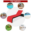 Patio Rattan Lounge Chair Back Adjustable Chaise Recliner  with Cushioned-Red