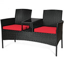 Patio Rattan Conversation Set Seat Sofa-Red