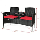 Patio Rattan Conversation Set Seat Sofa-Red