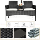Patio Rattan Set Sofa Cushioned Loveseat Glass Table Chairs