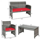 4PCS Patio Rattan Furniture Set-Red