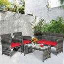 4PCS Patio Rattan Furniture Set-Red