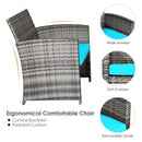 4PCS Patio Rattan Furniture Set-Turquoise