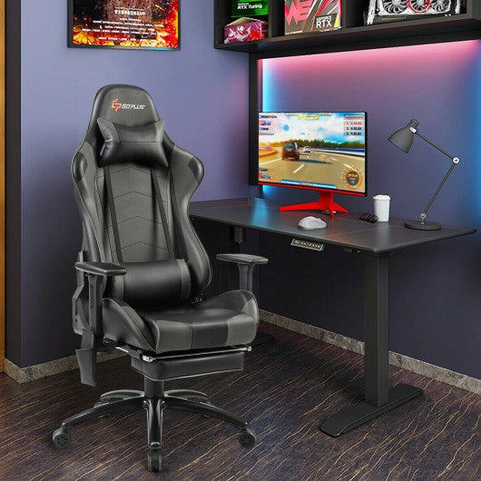 Ergonomic High Back PU Leather Massage Gaming Chair-Gray