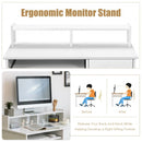 Modern Executive Desk Writing Table with 2-Tier Storage Shelves-White