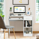 Modern Executive Desk Writing Table with 2-Tier Storage Shelves-White
