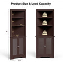 Free Standing Tall Bathroom Corner Storage Cabinet with 3 Shelves-Brown
