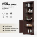 Free Standing Tall Bathroom Corner Storage Cabinet with 3 Shelves-Brown