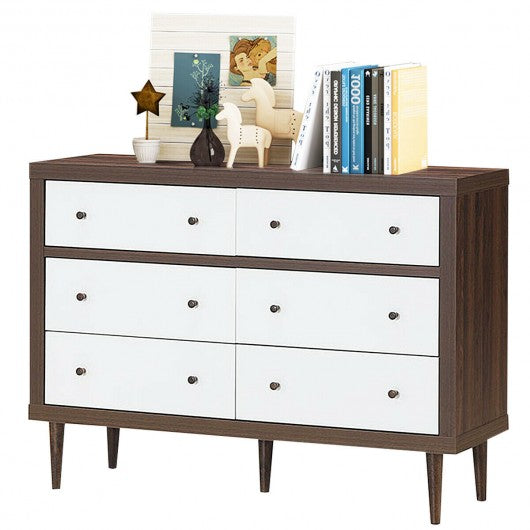 6 Drawer Wood Chest of Drawers Storage Freestanding Cabinet Organizer