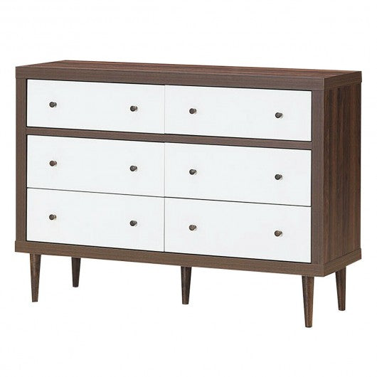 6 Drawer Wood Chest of Drawers Storage Freestanding Cabinet Organizer