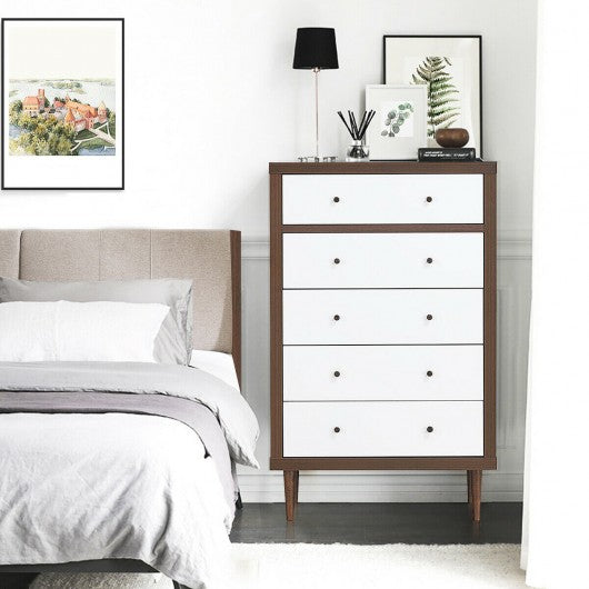 5 Drawer Dresser Wood Chest of Storage Cabinet Organizer