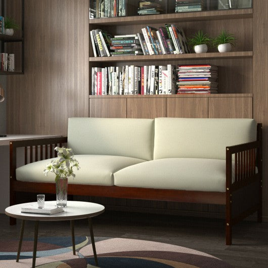 Twin Size Wooden Slats Daybed Bed with Rails-Chocolate