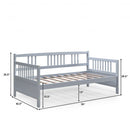 Twin Size Wooden Slats Daybed Bed with Rails-Gray
