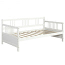 Twin Size Wooden Slats Daybed Bed with Rails-White