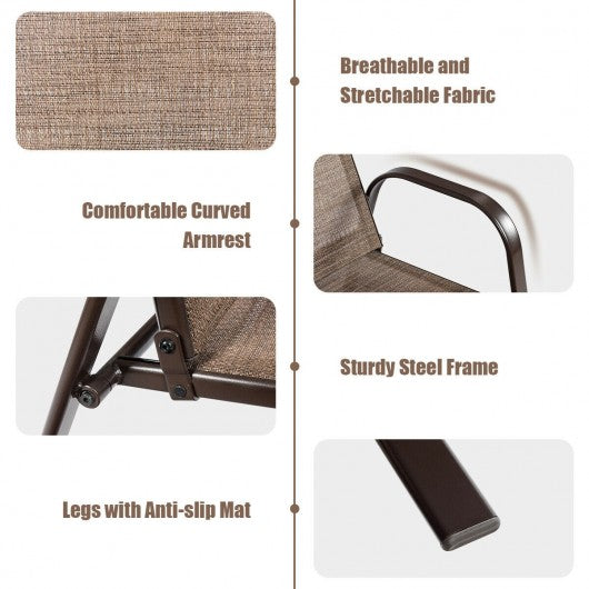 2 Pcs Patio Chairs Outdoor Dining Chair with Armrest-Brown