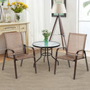 2 Pcs Patio Chairs Outdoor Dining Chair with Armrest-Brown