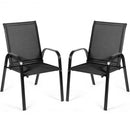 2 Pcs Patio Outdoor Dining Chair with Armrest-Black