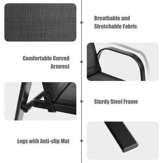 2 Pcs Patio Outdoor Dining Chair with Armrest-Black