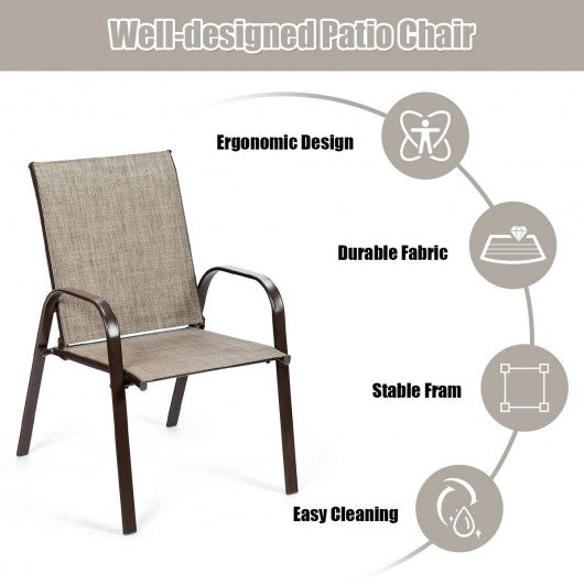 2 Pcs Patio Chairs Outdoor Dining Chair with Armrest-Gray