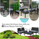 4 PCS Patio Rattan Cushioned Furniture Set -Black