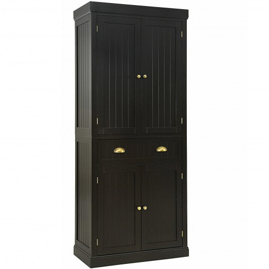 Cupboard Freestanding Kitchen Cabinet w- Adjustable Shelves-Espresso