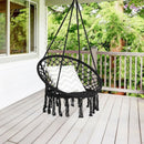 Hanging Macrame Hammock Chair with Handwoven Cotton Backrest-Black