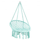 Hanging Macrame Hammock Chair with Handwoven Cotton Backrest-Turquoise