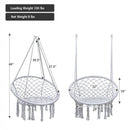 Hanging Macrame Hammock Chair with Handwoven Cotton Backrest-White