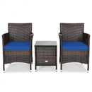 3 Pcs Patio Furniture Set Outdoor Wicker Rattan Set-Navy