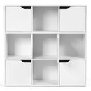Free Standing 9 Cube Storage Wood Divider Bookcase for Home and Office-White