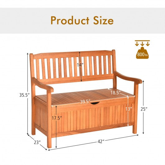 42" Storage Deck Box Solid Wood Seating Container