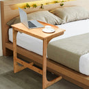 Adjustable C-Shape Couch End Table wth Tilting Top-Natural