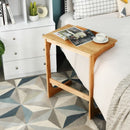 Adjustable C-Shape Couch End Table wth Tilting Top-Natural