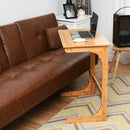 Adjustable C-Shape Couch End Table wth Tilting Top-Natural