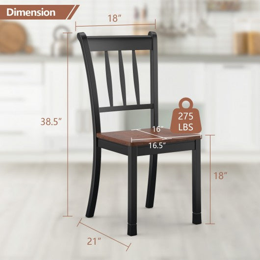 2 Pieces Solid Whitesburg Spindle Back Wood Dining Chairs-Black