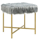 Faux Fur Ottoman Decorative Stool with Metal Legs