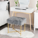 Faux Fur Ottoman Decorative Stool with Metal Legs