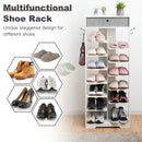 Wooden Free Standing Shoe Storage Shelf with Fabric Drawer-White