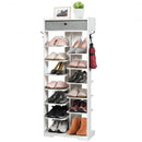 Wooden Free Standing Shoe Storage Shelf with Fabric Drawer-White