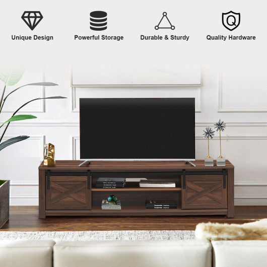 65" Flat Sliding Barn Door TV Stand-Coffee