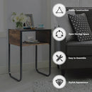 Industrial Coffee Nightstand Side Table with Metal Rustic Frame